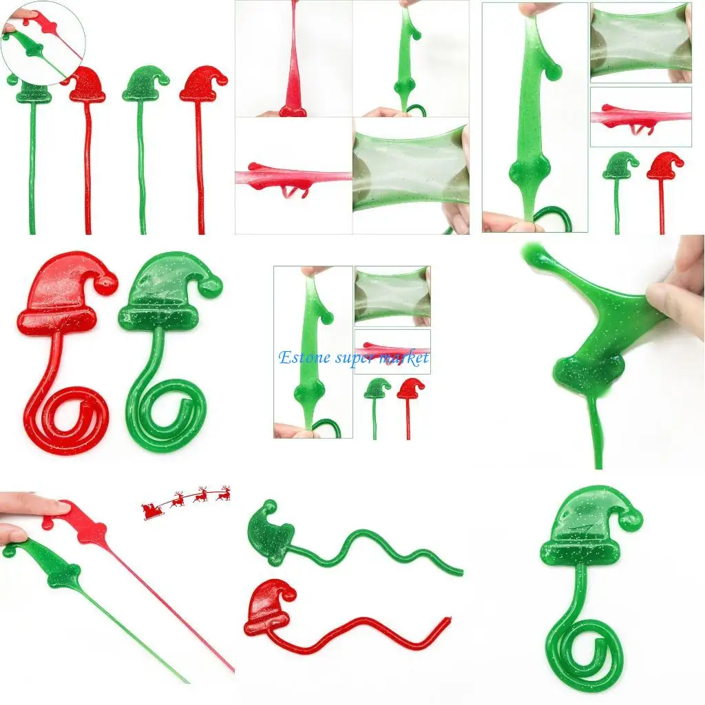 

090B Xmas Hat Shaped Elastically Stretchable Sticky Hand Festival Gifts for Kids