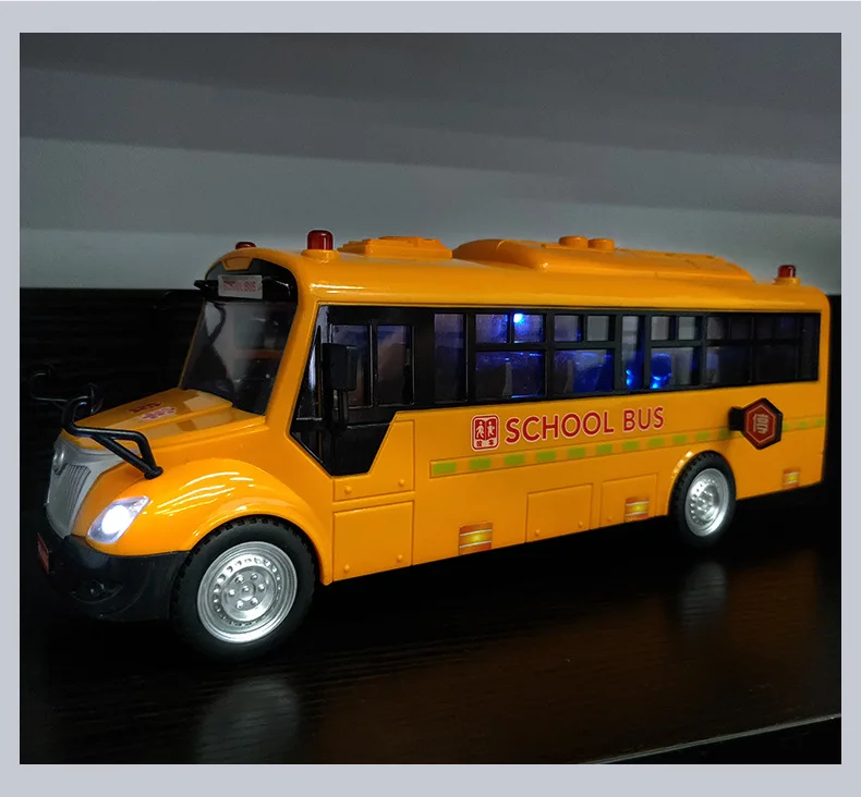 Bus scolaire de Simulation de grande taille, modèle de voiture avec éclairage sonore, véhicules moulés, jouet éducatif pour enfants