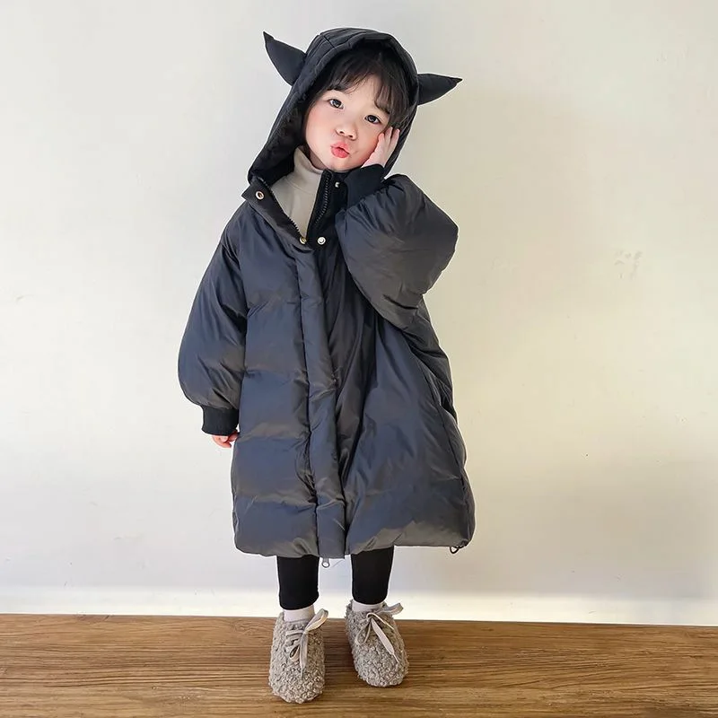 

Girls Down Coat Jacket Cotton Windbreak Outwear 2023 Classic Warm Plus Thicken Velvet Winter Skiwear School Children's Clothing