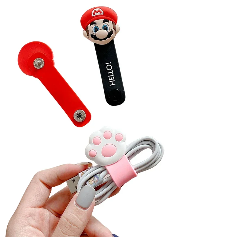 Super Mario Bros Cable Sleeve Winder Multifunction Cable Organizer Protector Bookmark Headset Data Line Storage Cord Protector