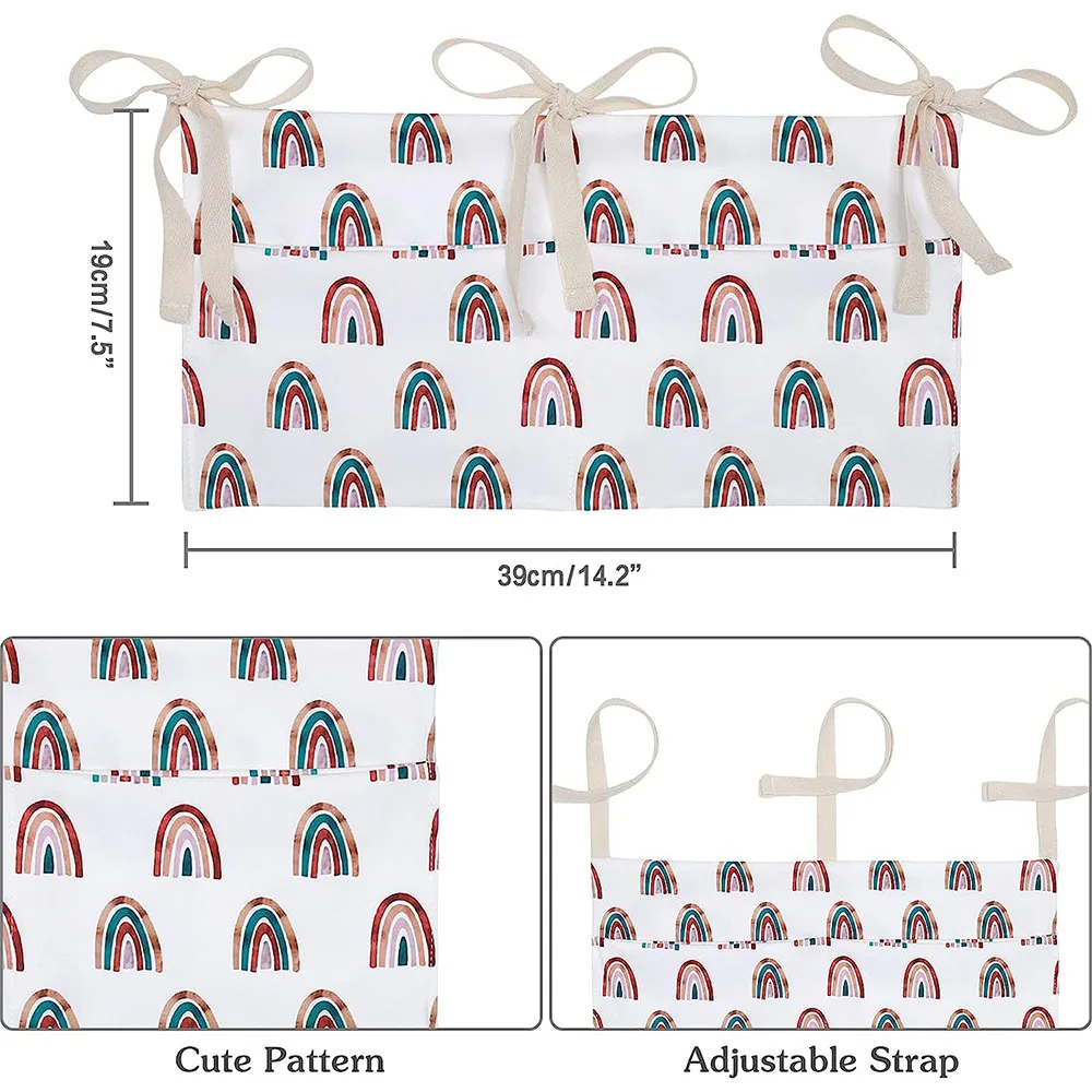 유아용 침대 정리함 간이 침대 캐디 침대 보관 가방, 침대 옆 걸이 기저귀, 장난감 의류용 포켓 2 개