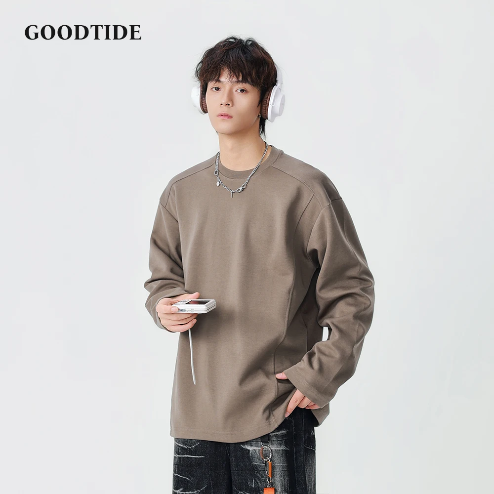 

2025 New Men's Casual Long Sleeve Sweatshirt Solid Color Loose Fit Design Comfortable Fashion Autumn Winter Daily Wear Top