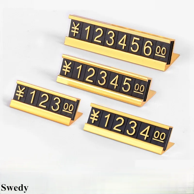 10 Sets Adjustable Number Counter Sale Price Label Sign Holder Display Stand Blocks Jewelry Watch Ring Dollar Price Cube Tags