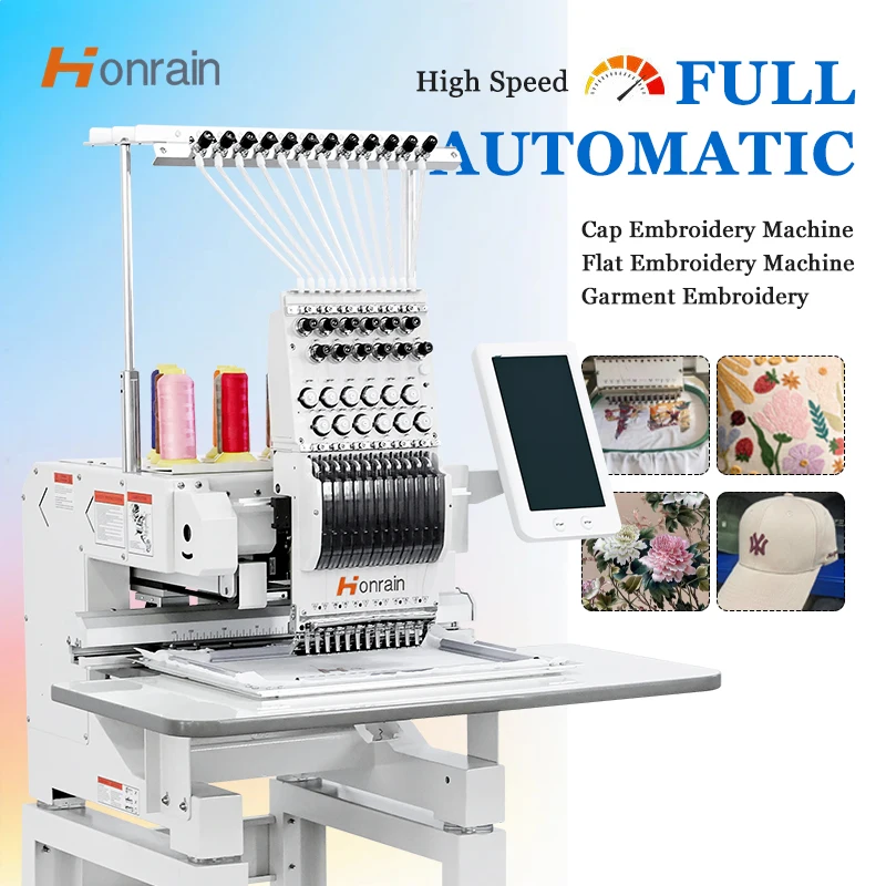 Automatic 1200 RPM Single Head 9/12 Needles Embroidery Computer Machine Home Use Mini Digital Embroidery Machine Flat Embroidery
