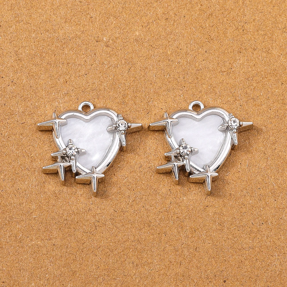 5 Stück 23*24mm Emaille Liebe Herz Charms Anhänger für Schmuckherstellung Ohrringe Halskette DIY Armband Zubehör Zubehör – Detail 4
