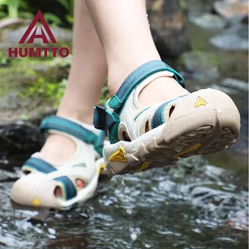 HUMTTO açık erkek yukarı ayakkabı nefes yaz Aqua ayakkabı Wading çabuk kuruyan plaj Sneakers kadınlar kauçuk örgü sandalet