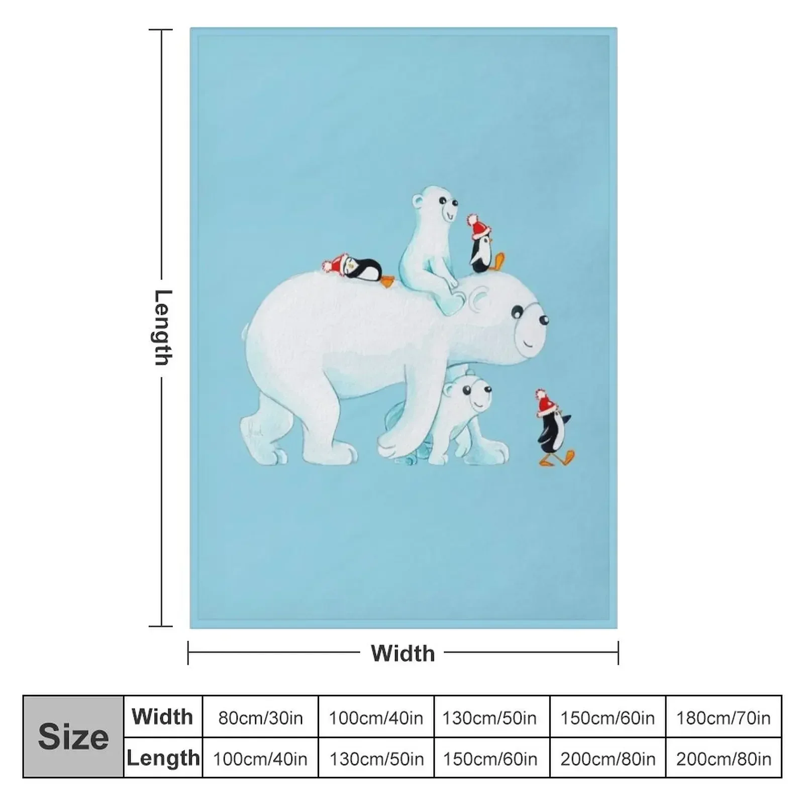 Bear and penguin family on a walk Throw Blanket Summer Beddings Softest Sofa Blankets