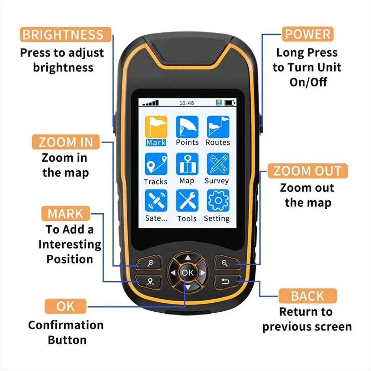 【Promo】A8 Handheld GPS for Hiking, Multi-GNSS Support, Rugged and Waterproof GPS Navigator Satellite Handheld GPS
