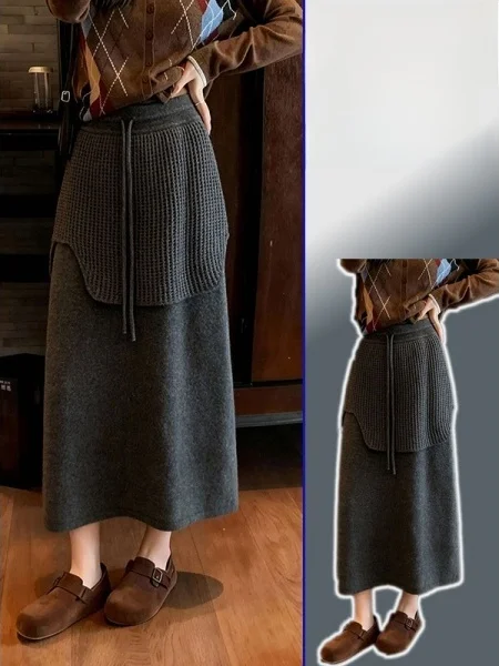 

Юбка А-силуэта с высокой талией, с вырезами и поясом, повседневная, весенняя новинка, женская, больших размеров, Tagkita, корейская версия