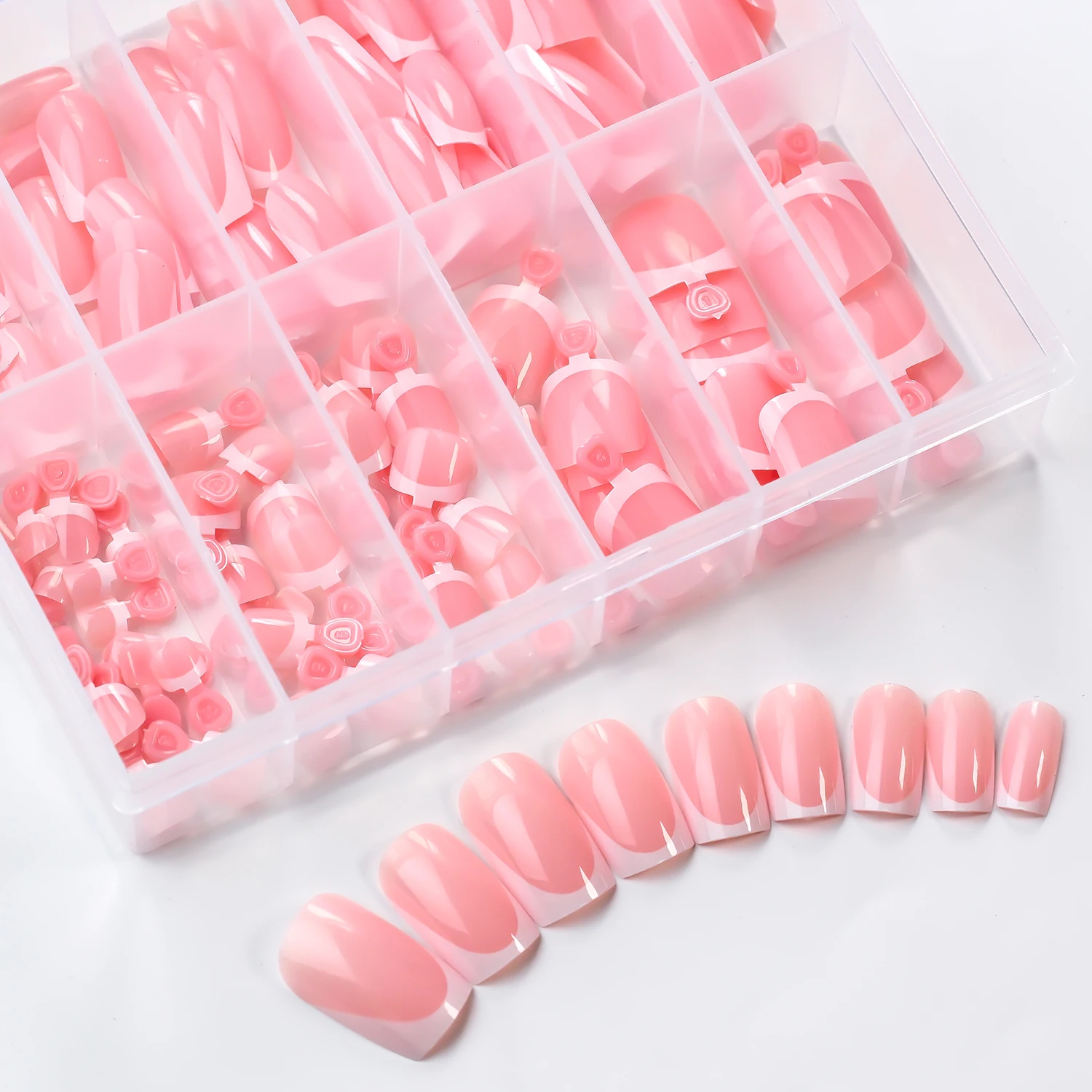 144Pcs White French Nude Pink False Toenail & Fingernails Short Square Hand and Foot Press On Nails Acrylic Full Cover Toe Nails 3