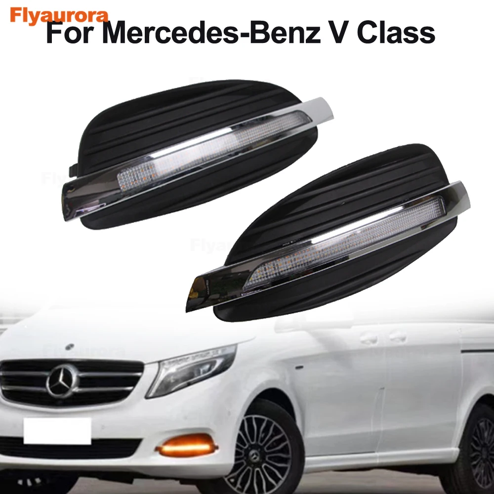 

Car Accessories LED Daytime Running Lights DRL Fog Light Foglamps Fit For Mercedes-Benz V Class Vito V260 V250 260L 2016-19