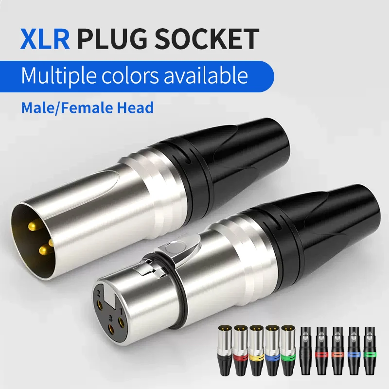 3 Core XLR Audio Connector Head Pure Copper Needle Male Female Welding Plug Socket Microphone Amplificador de audio Audiophile