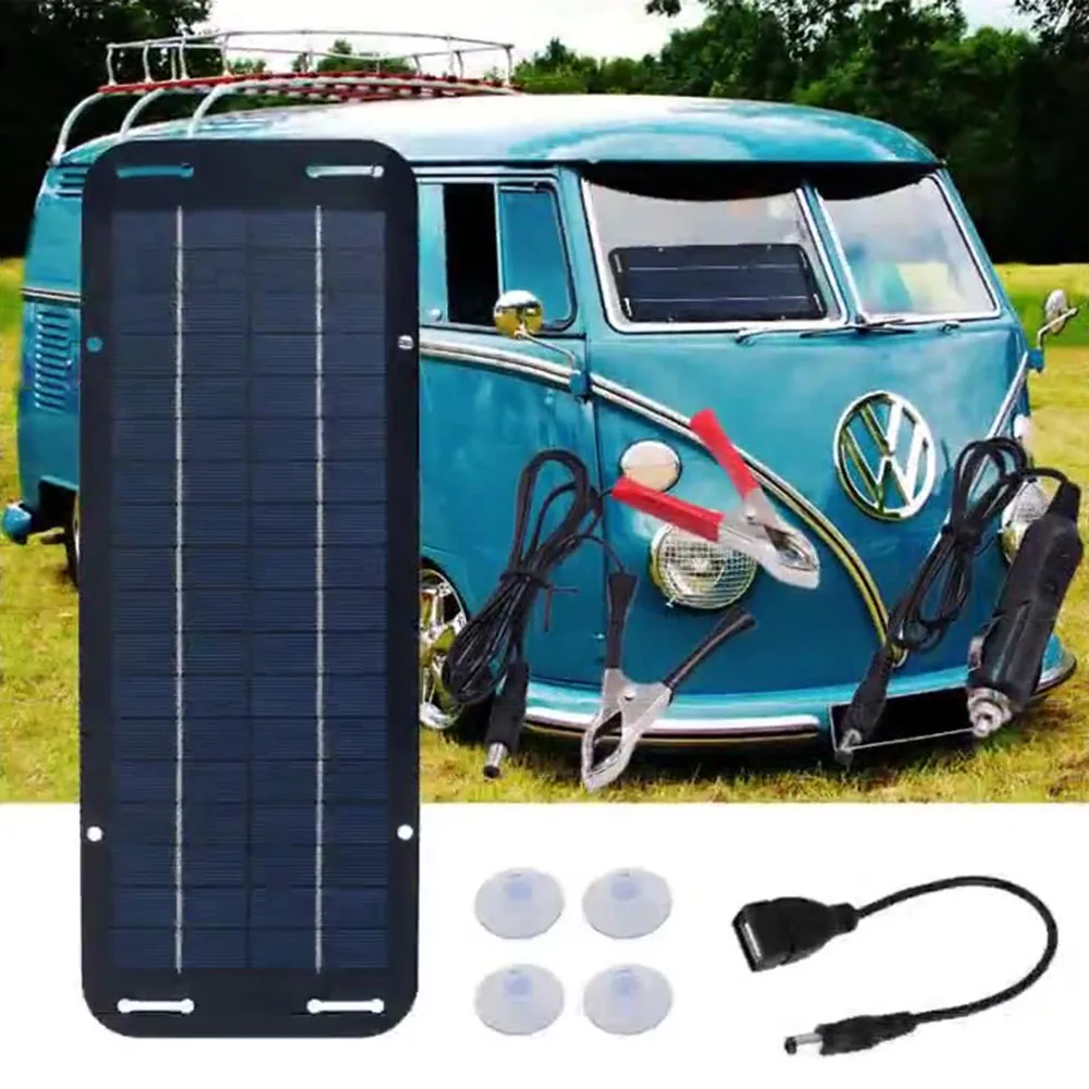 

12V Solar Panel Kit IP65 Waterproof Portable Solar Charger Kit With 4 Suction Cups For Car Motorcycle High Efficiency Charging