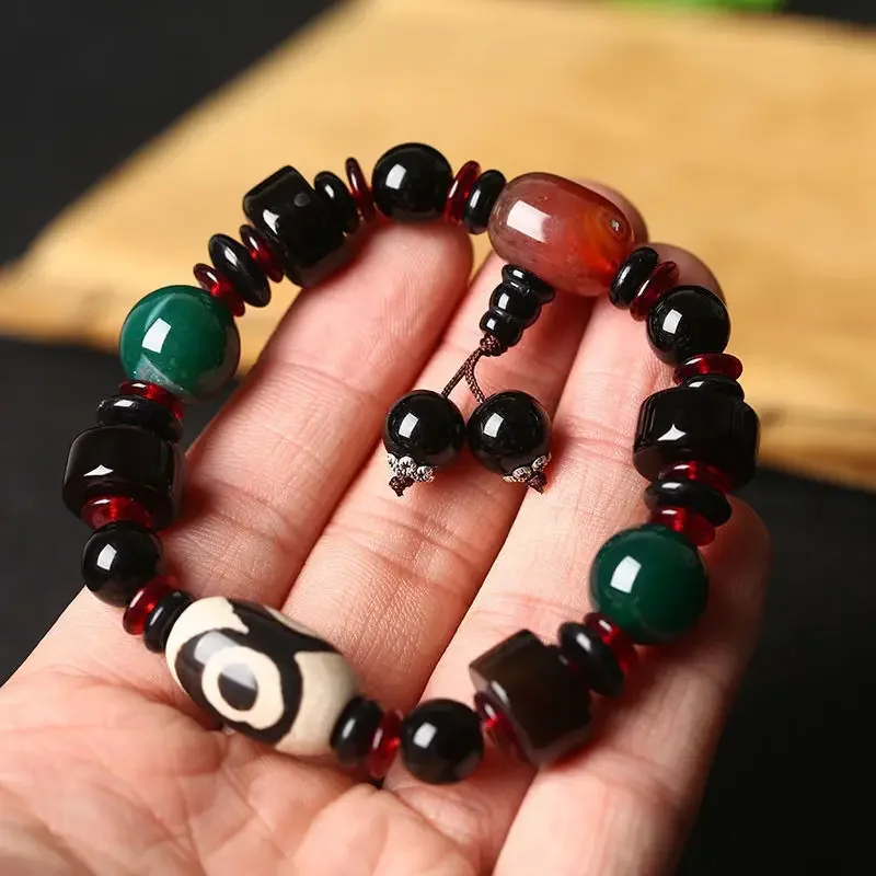 New Tibet Fidelity God Beads Real 39 Eye Good Lucky Bracelet Agate Stone Men's and Women's Prayer Jewelry Hand String Charms