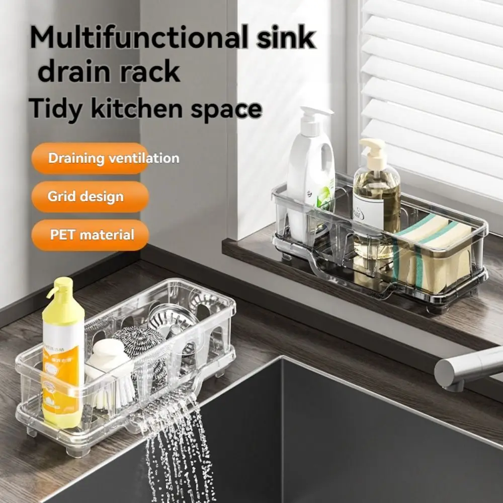

Detachable Partition Kitchen Sink Sponge Rack Moisture-proof Quick Dry Self-Draining Kitchen Sink Organizer