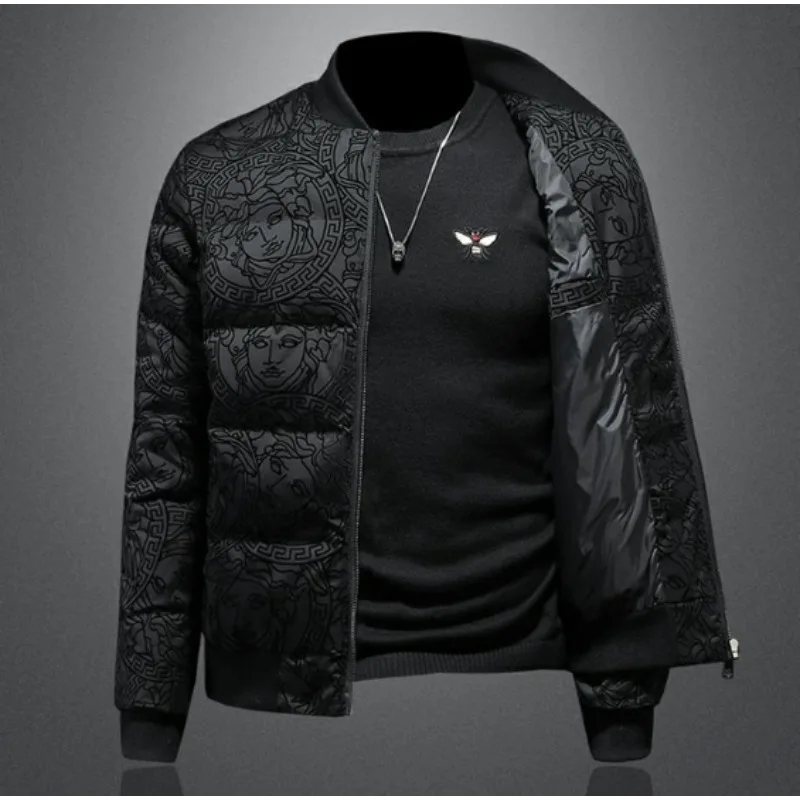 New Men Winter Coat Short Slim Glossy Parkas  White Duck Down Jacket Thicken Warm Youth Outwear Handsome Trend Overcoat