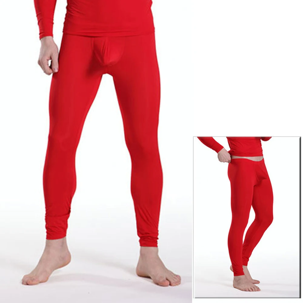 

2022 Hot Men's Sexy Long Johns Ice Silk Ultra-thin Penis Pouch Leggings Underwear Men Home Sheer Lounge Pants Gay Sleepwear