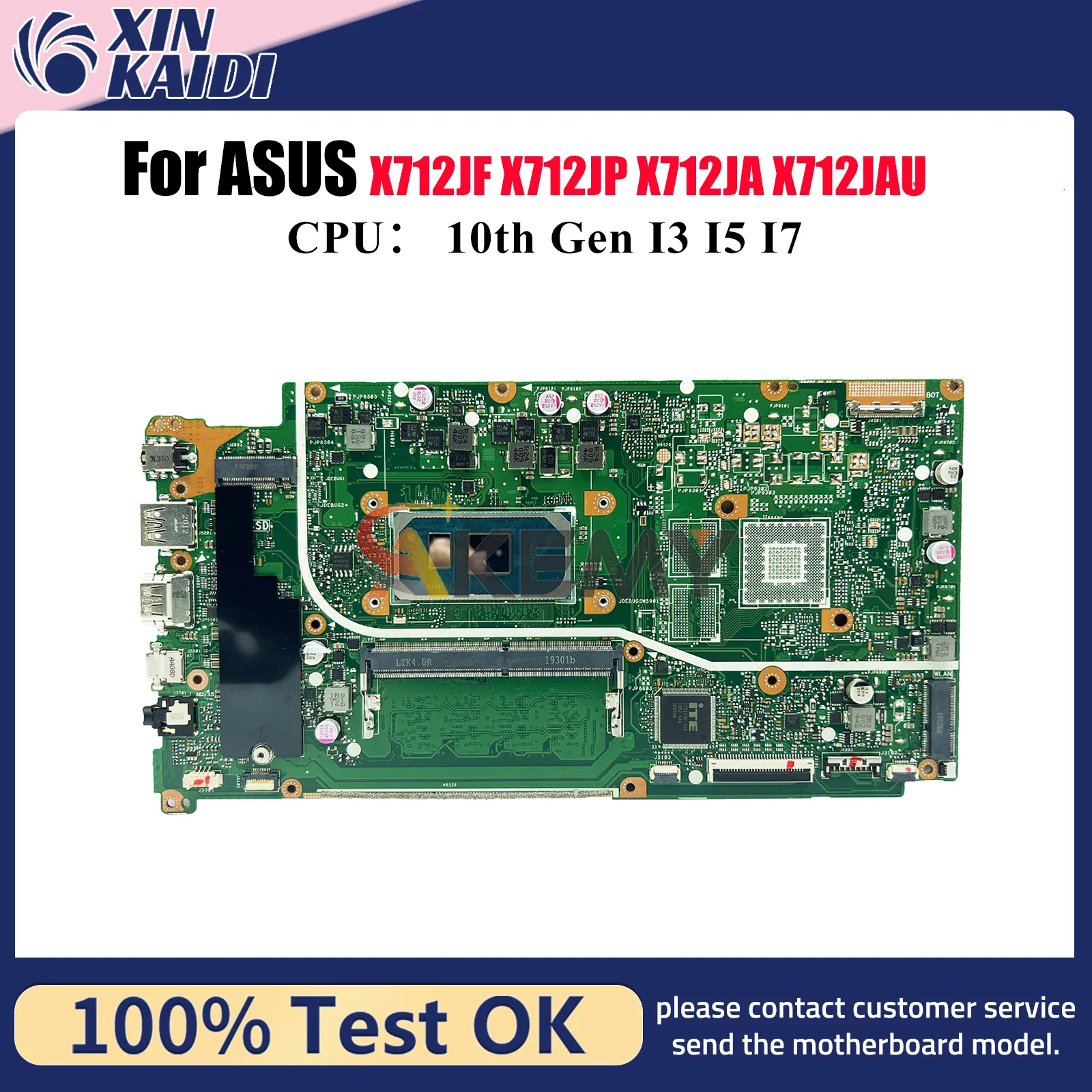 

X712JA Laptop Motherboard For ASUS X512J X712JAU X712JP F512J A512J K512J X712JF V5000J S512J X712JAW Mainboard W/ I3 I5 I7 CPU