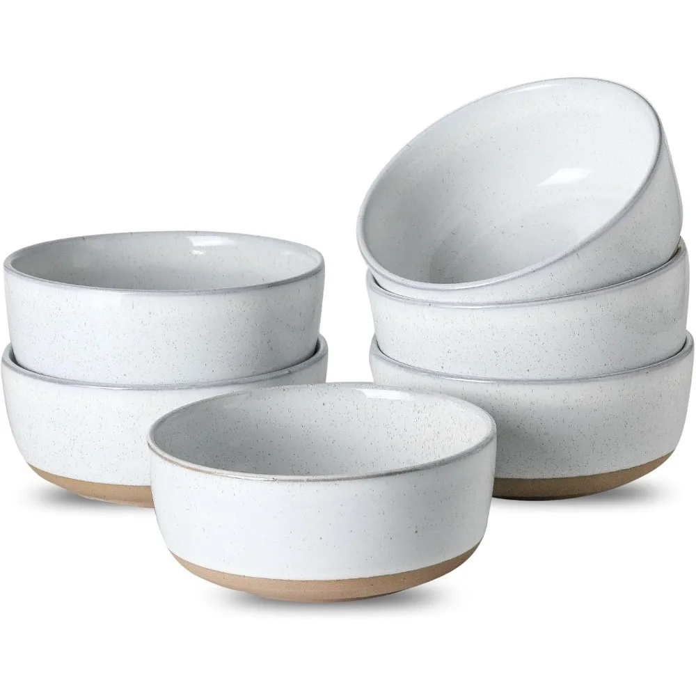 Cuencos de sopa de cerámica, juego de cuencos de cereales de gres de 6,30 onzas, cuencos anidados de porcelana para avena, palomitas de maíz, sopa, Pasta, fruta, casa
