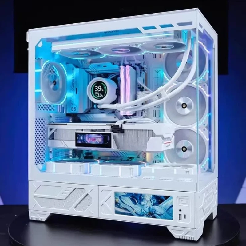 

Pure white sea view room computer 7800X3D 5070 side transparent white secondary screen host