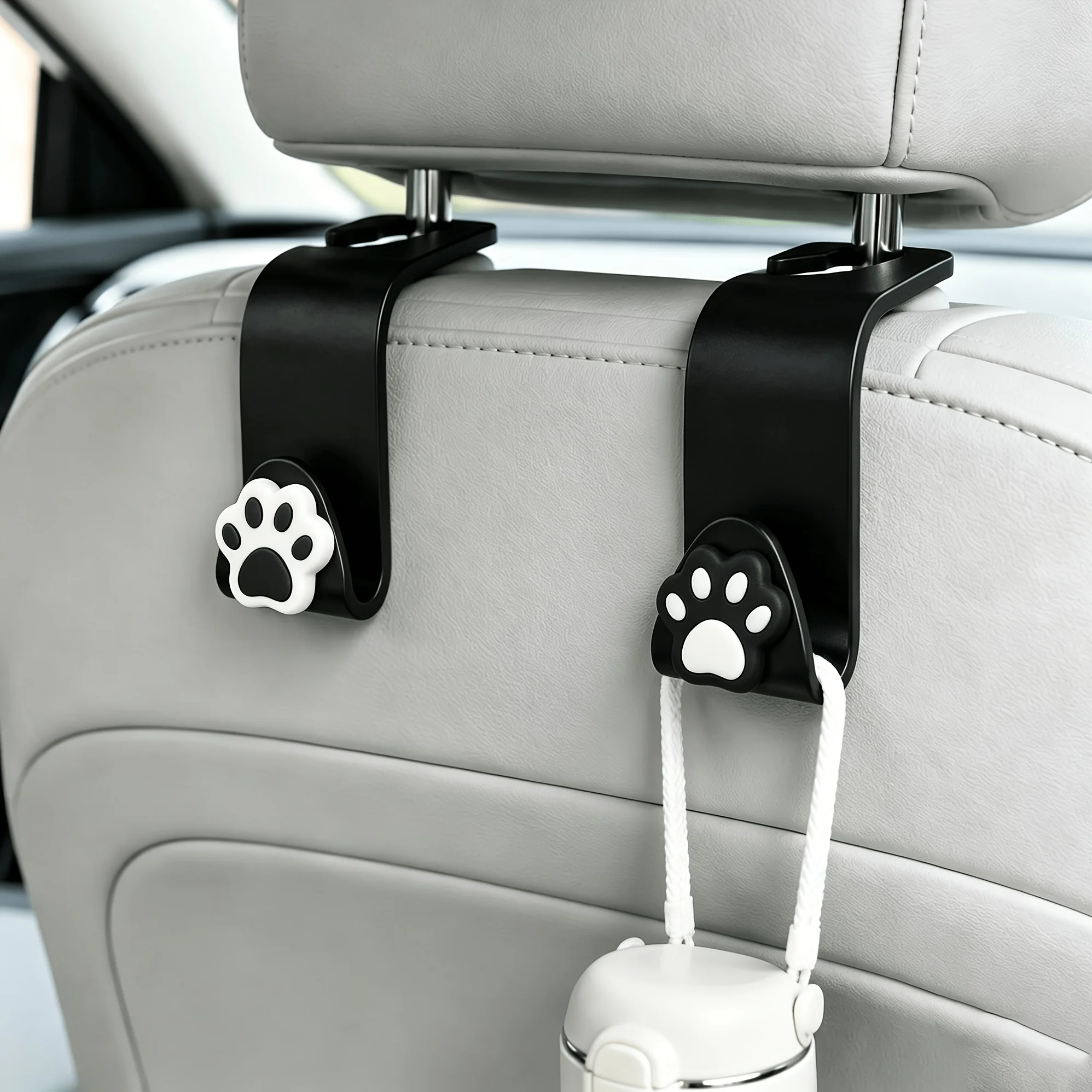 2pcs Cat Paw-Shaped Car Seat Back Hooks, Adorable and Soothing Car Organizer Accessories, with Stable Load-Bearing Capacity