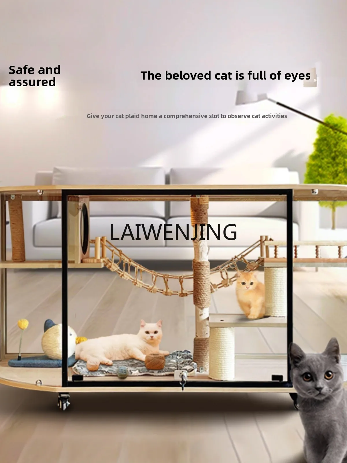 HLZ panoramic villa curved light luxury high-end cat cage home climbing frame cat house