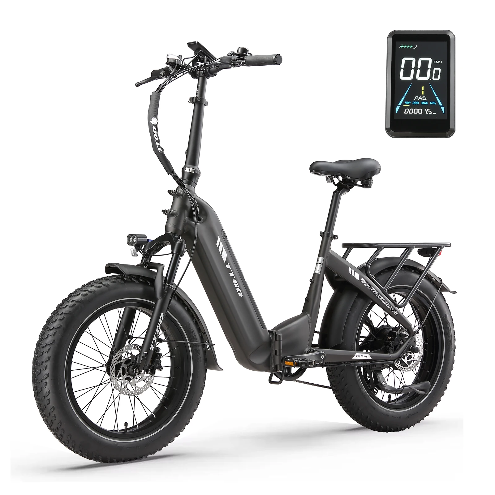 TTGO E-Bike 250W 20 pouces x 4" Fat Tire Vélo électrique 48V 18Ah freins à disque hydrauliques Adulte Tout-terrain Commutation