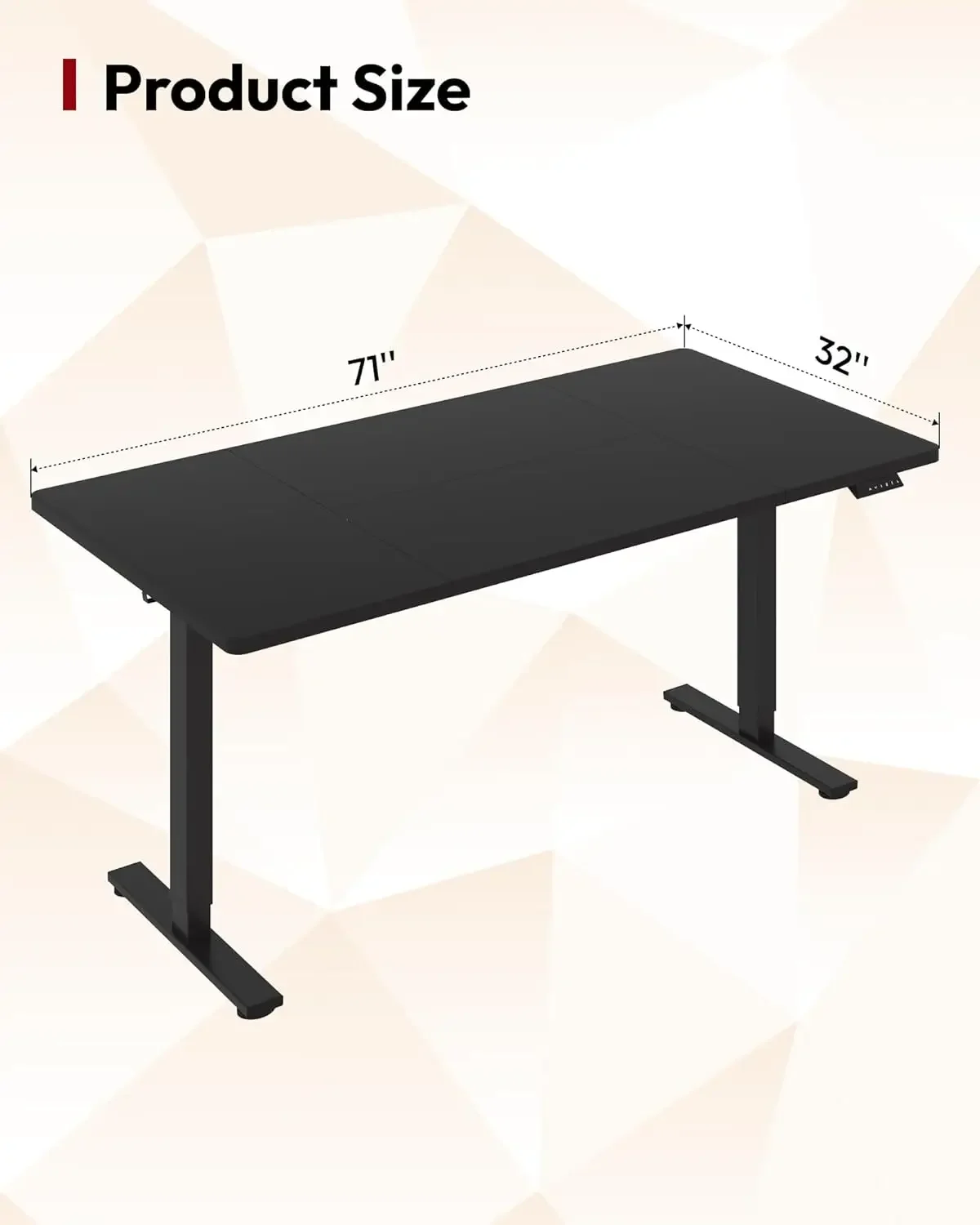 Electric Standing Desk 71x32' Height Adjustable with 6-Button Controller, Black Frame & Tabletop