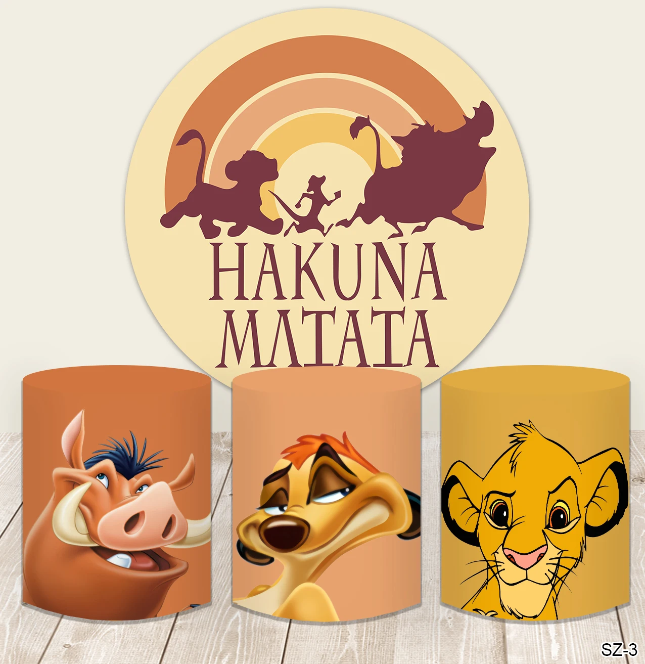 

Disney The Lion King Simba Round Circle Background Birthday Party Decor Cylinder Backdrop Baby Shower Photo Booth Custom Banner