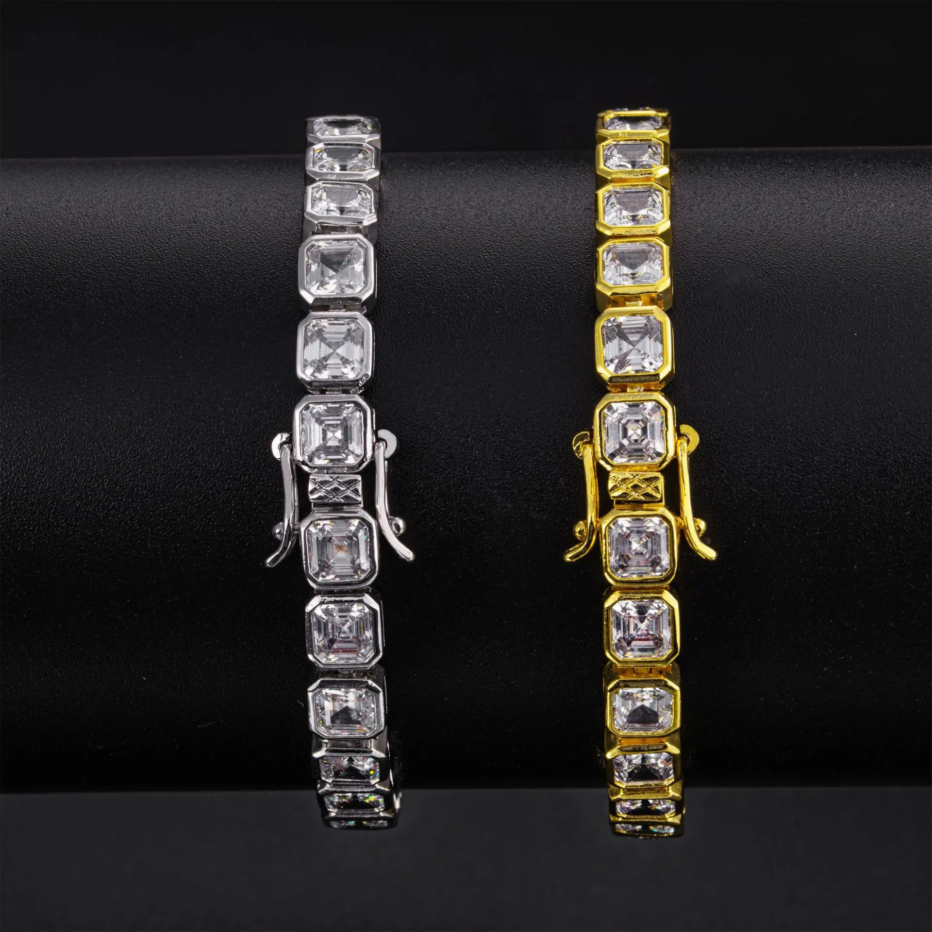 Fashion Shiny Exquisite AAA+ Zircon Geometric grid tennis chainfor Women's and man bracelets Luxury Dainty Temperament Jewelry