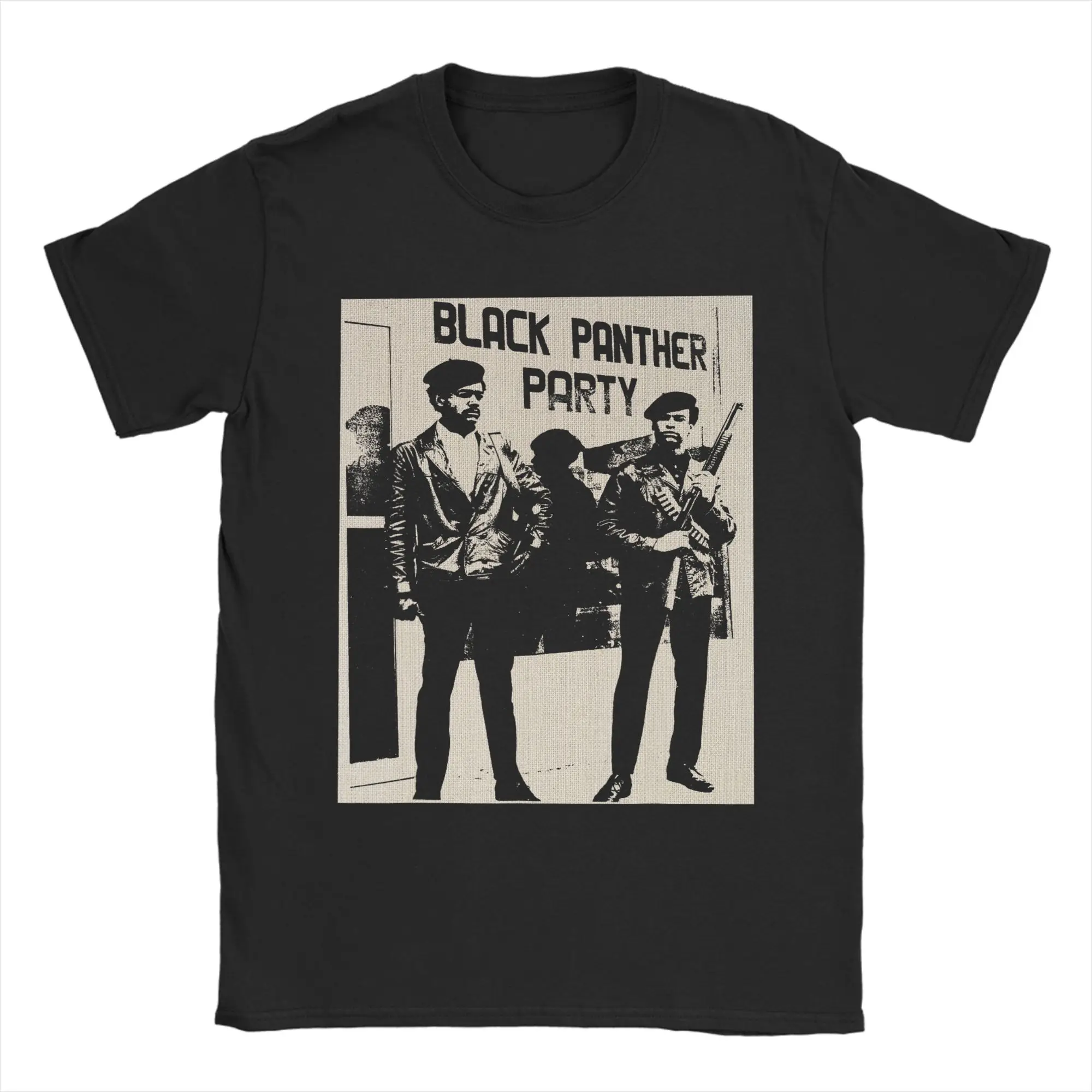 Men's T-Shirt Black Panther Party Unique Pure Cotton Tees Short Sleeve  T Shirts Crew Neck Tops Adult