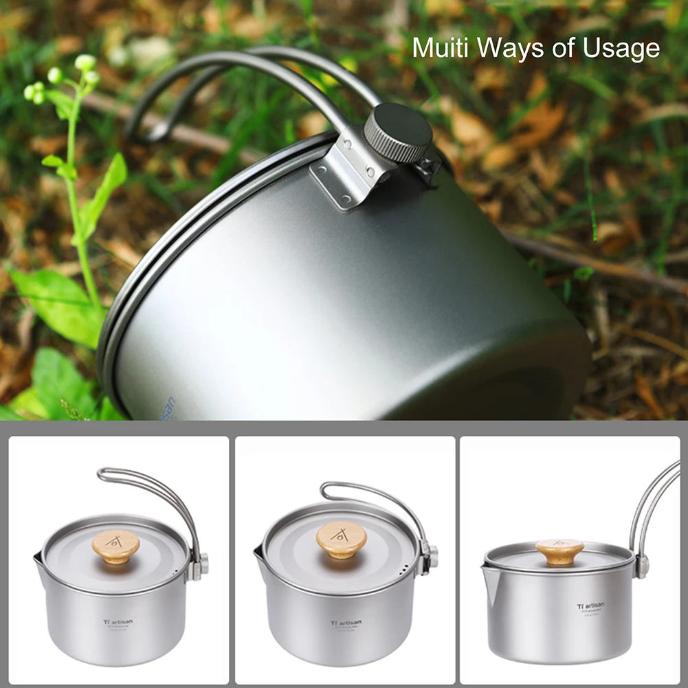 

1.1L Bushcraft Hanging Pot With Detachable Handle Cookware For Outdoor Cooking Camping Hiking Equipment