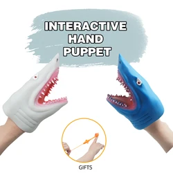 Shark Hand Puppet Thermoplastic Soft Rubber Realistic Sea Animal Shark Head Puppets Toys for Kids Shark Role Play Toy Latex