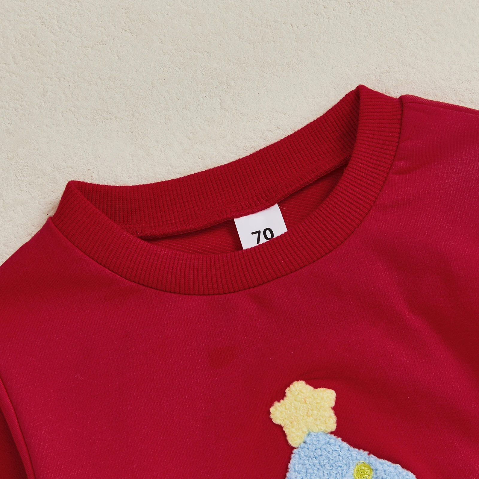 

0-18M Baby Christmas Sweatshirt Romper Tree Embroidery Bubble Long Sleeve Round Neck Bodysuits Jumpsuit Costume