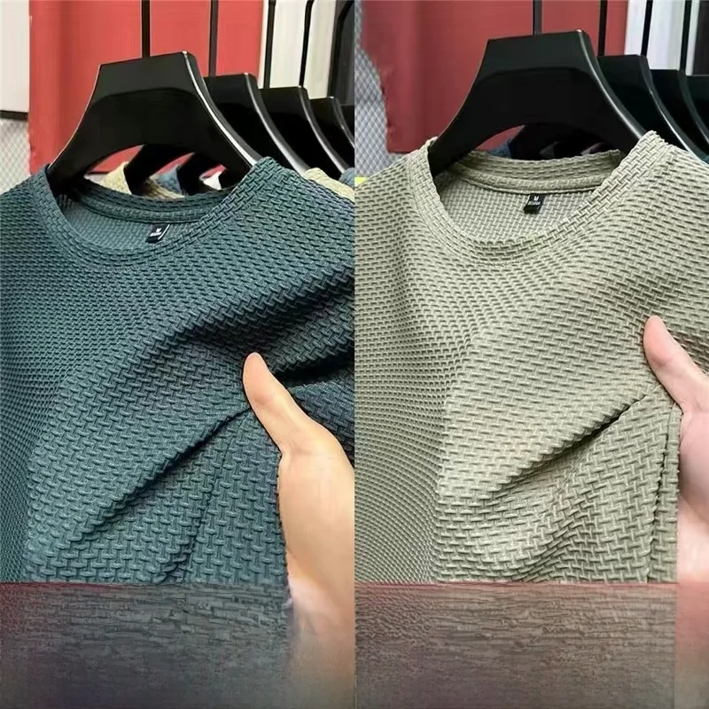 

Мужская футболка из бамбукового волокна Ice Silk Me, быстросохнущая, повседневная, свободного кроя, дышащая, легкая, летняя, быстросохнущая.