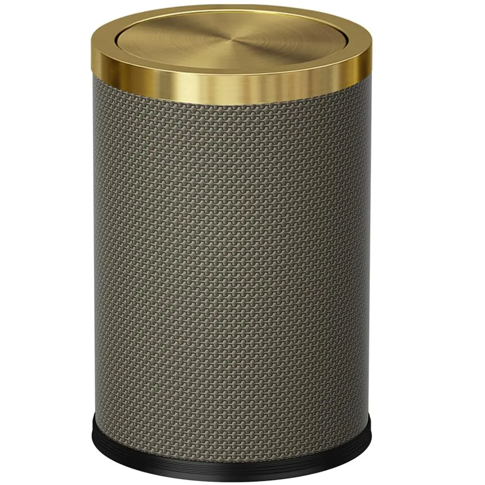 

9L/2.3GAL Bathroom Trash Cans Gold,Brush Brass Trash Can w/ Lid,Gold Trash Can for Bathroom,Bedroom, Powder Room,Office,