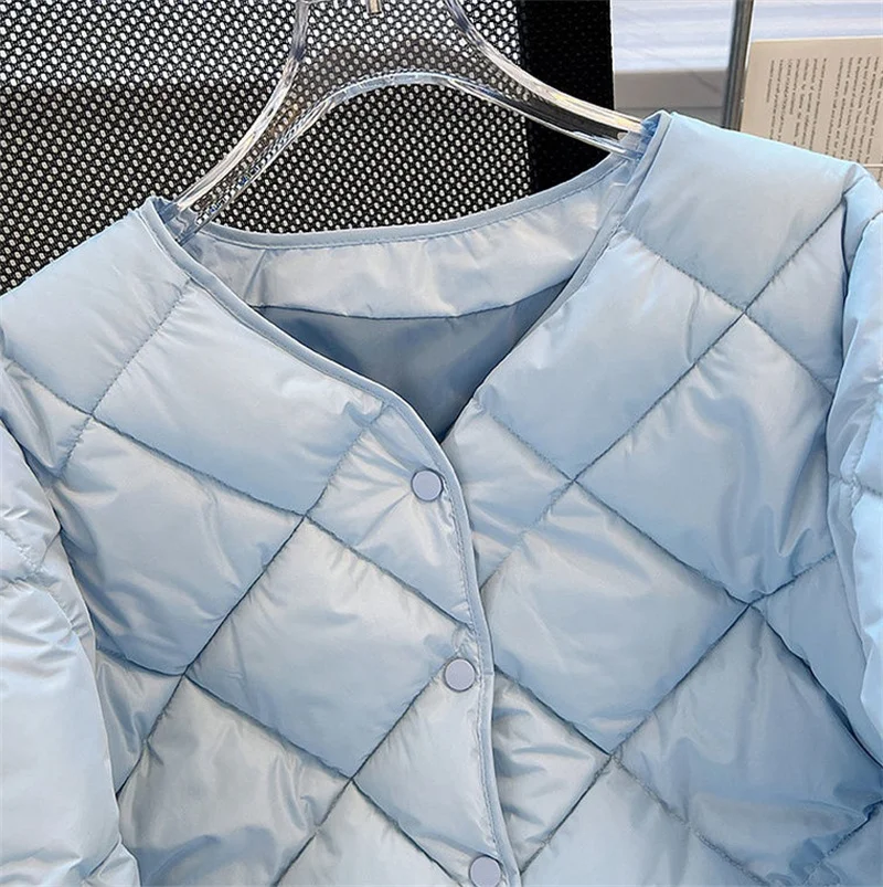 Chaqueta de plumón de algodón para mujer, abrigo grueso y cálido de Color sólido, versátil, a la moda, para otoño e invierno, novedad de 2024