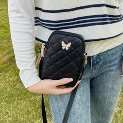 Fashion PU Shoulder Bag Waterproof Embroidery Mobile Phone Bags Mini Wallet Pouch