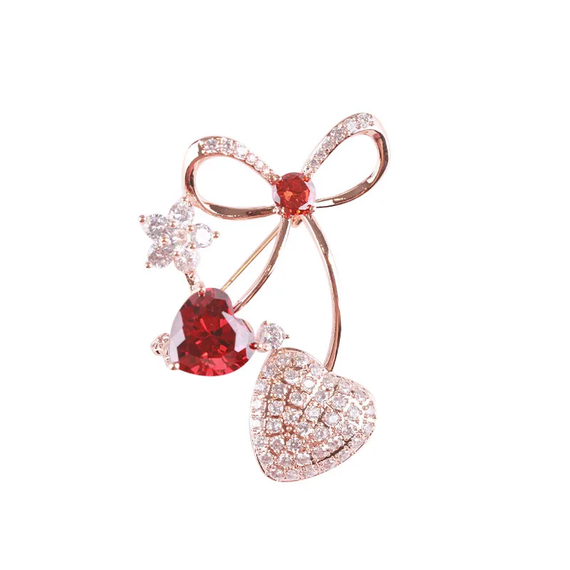 

Изысканная брошь с вишней в виде любви, женская универсальная украшение для костюма, изысканная брошь-булавка, аксессуары для куртки, мода высокого класса