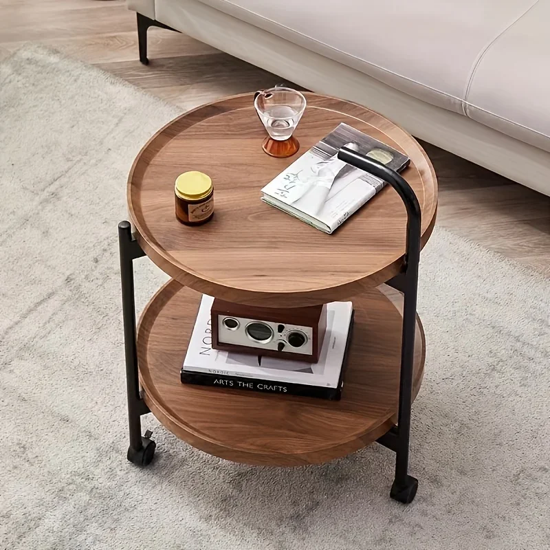 Nordic Style Rolling Side Table, Sofa Table with Wheels - Suitable for Modern Style Home Decor and Storage image 2