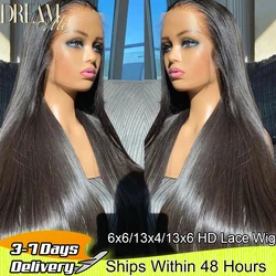 Straight 13X6 HD Lace Front Wigs Human Hair Invisible 13x4 HD Lace Frontal Wigs Pre Plucked 250% Density 6x6 Lace Closure Wigs