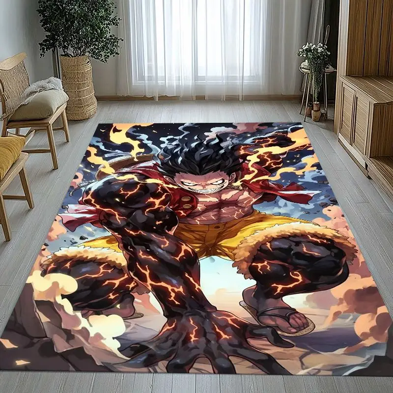 Alfombra de área antideslizante suave con diseño de Zoro, personaje de anime, de los Piratas del Sombrero de Paja, ideal para la sala de estar, el dormitorio o la sala de juegos, y como tapete para el sofá, para decorar el hogar.