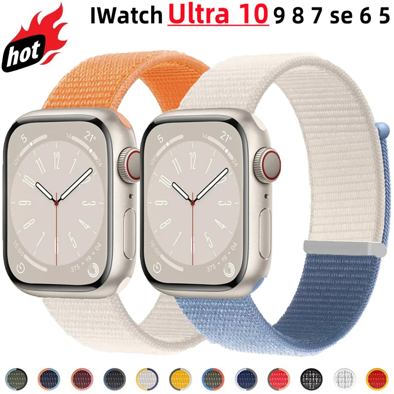 

Strap For Apple Watch Band 46mm 45mm 44mm 41mm 40mm 49mm 38mm 42mm correa Nylon Bracelet For IWatch Series Ultra 10 9 8 7 6 SE 5
