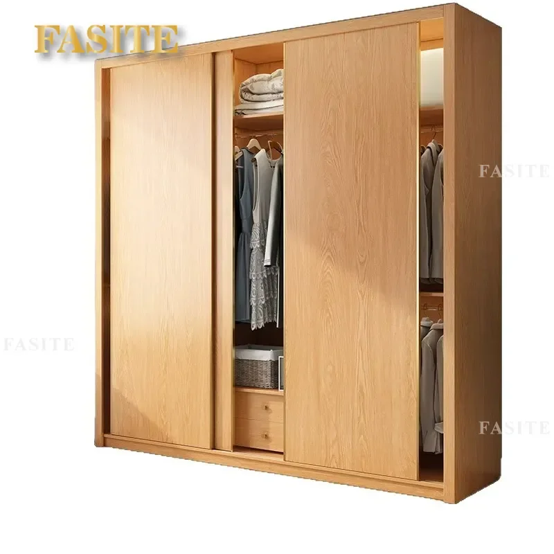 for Solid Wood Sliding Door Wardrobe Oak Door to Top 60cm Deep  Popular Household Bedroom 18mm Cabinet
