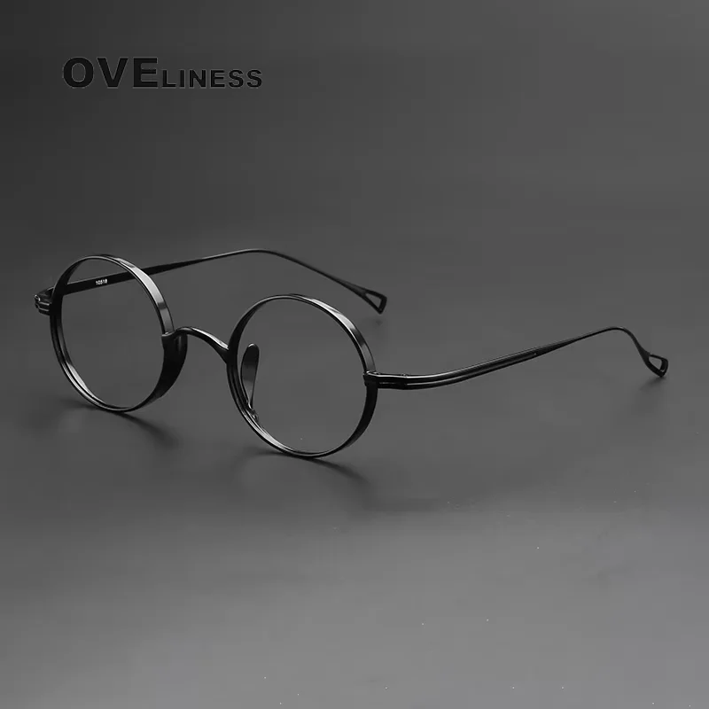 

Pure Titanium Glasses Frame Men Round Eyeglasses frames Women Brand Design Ultralight Vintage Eyewear High Quality spectacles