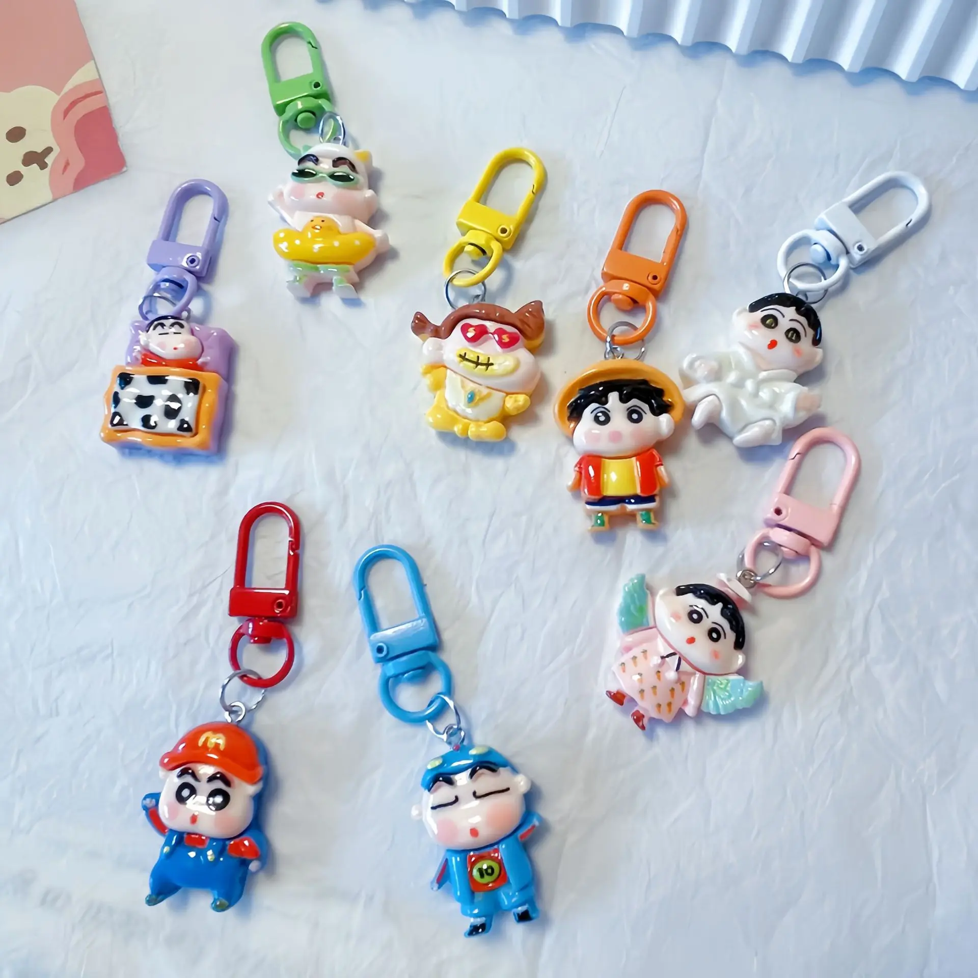 Kawaii Crayon Shin-Chan Anime Peripherals Keychain Bag Pendant Decor Ornament Cute Mini Model Keyring Accessories Toys For Girls