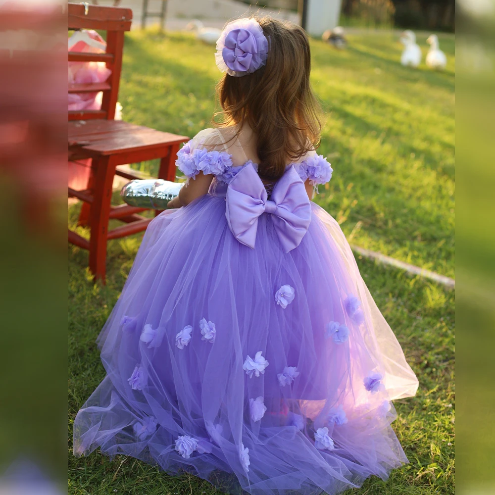 

Girl Dress Puffy Tulle Skirt Kids Bowknot Flower Dress for Children Princess Birthday Party Wedding PhotoShoot BabyShower Gown