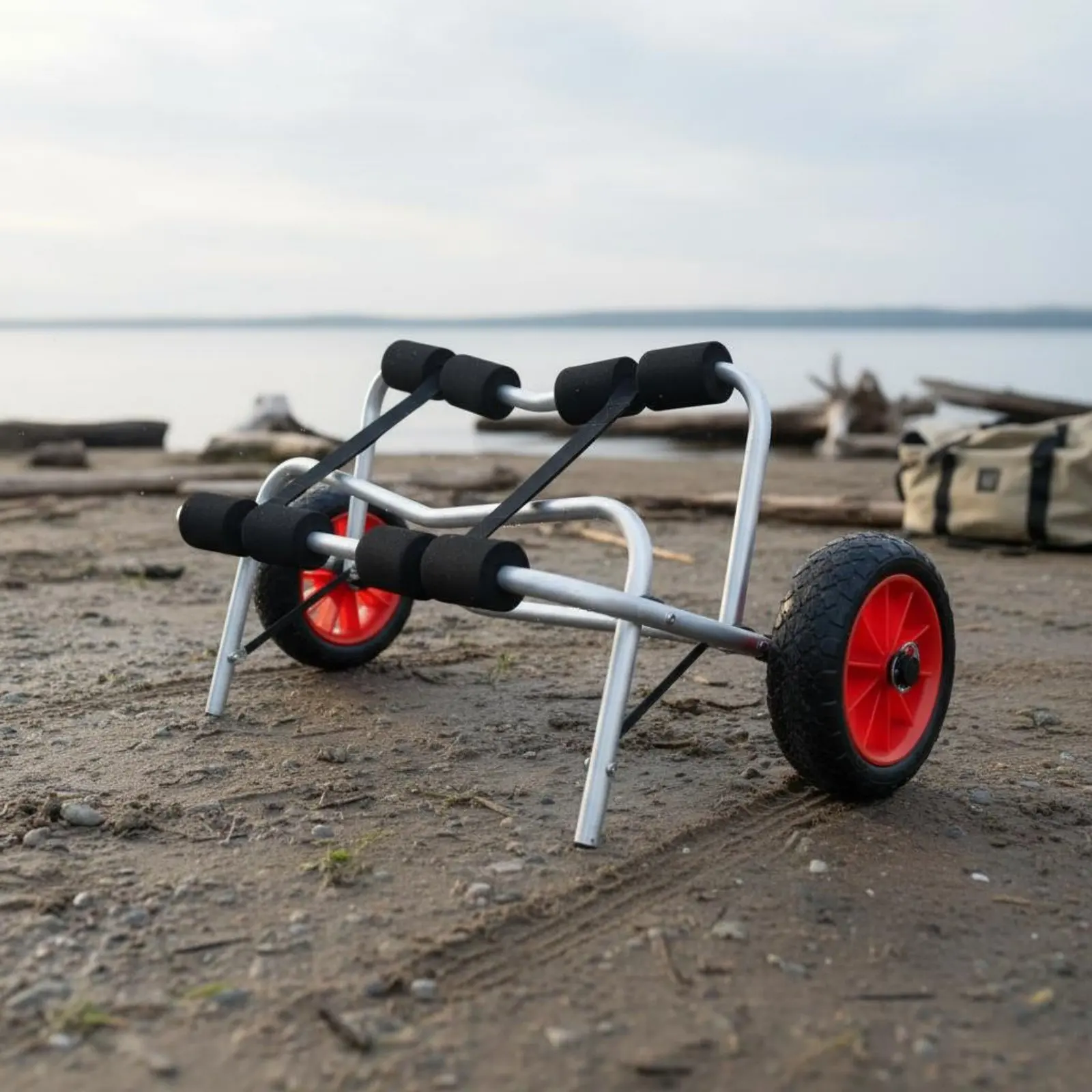 Inflatable Boat Dolly Easy Fold Design Folding Kayak Carrier Paddle Boat Launch Trolley Padded Support Supports Kayak Trolley view 6
