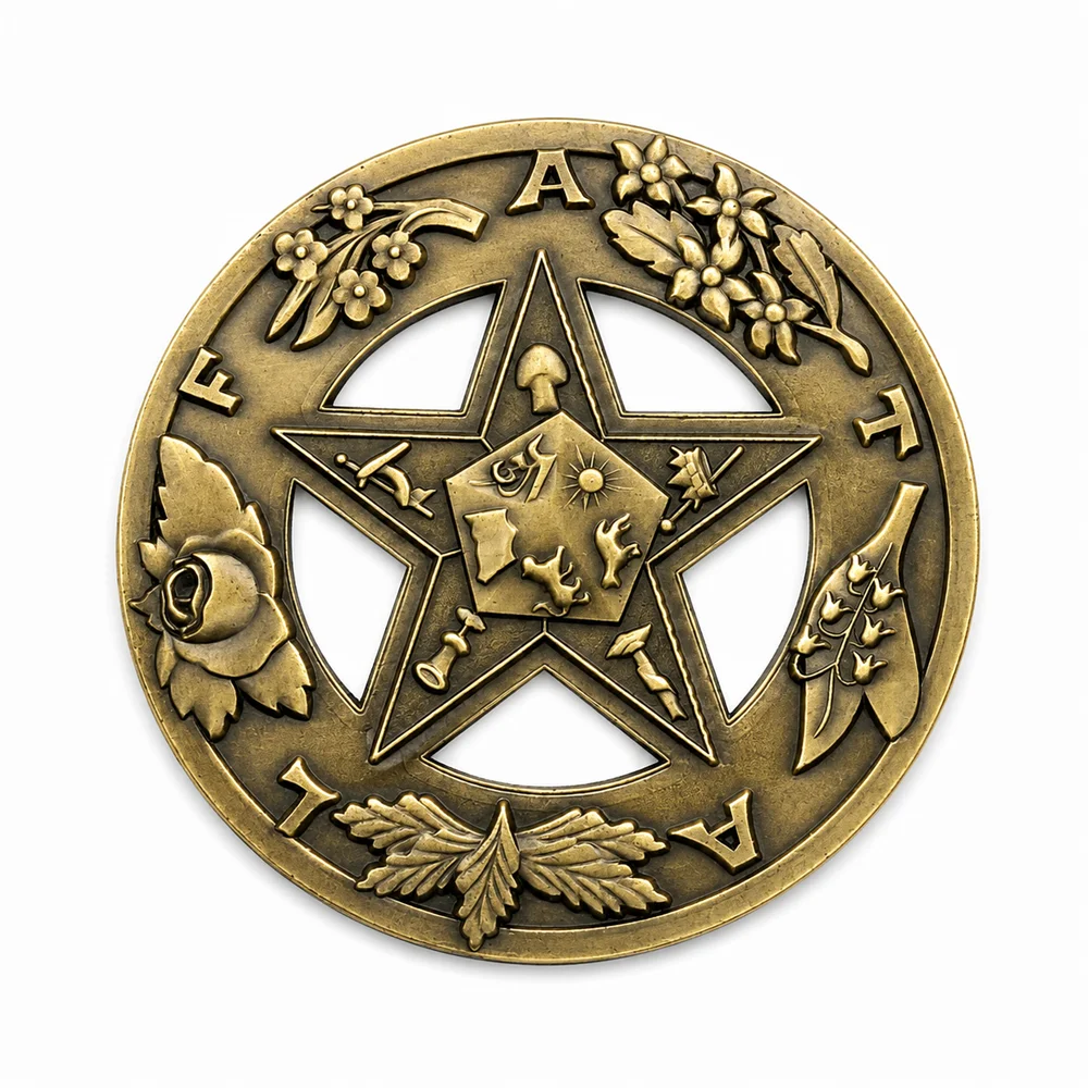 Antique Color Order of Eastern Star OES Masonic Car Truck Motorcycle Emblem with Red Adhesive, 3 Inches