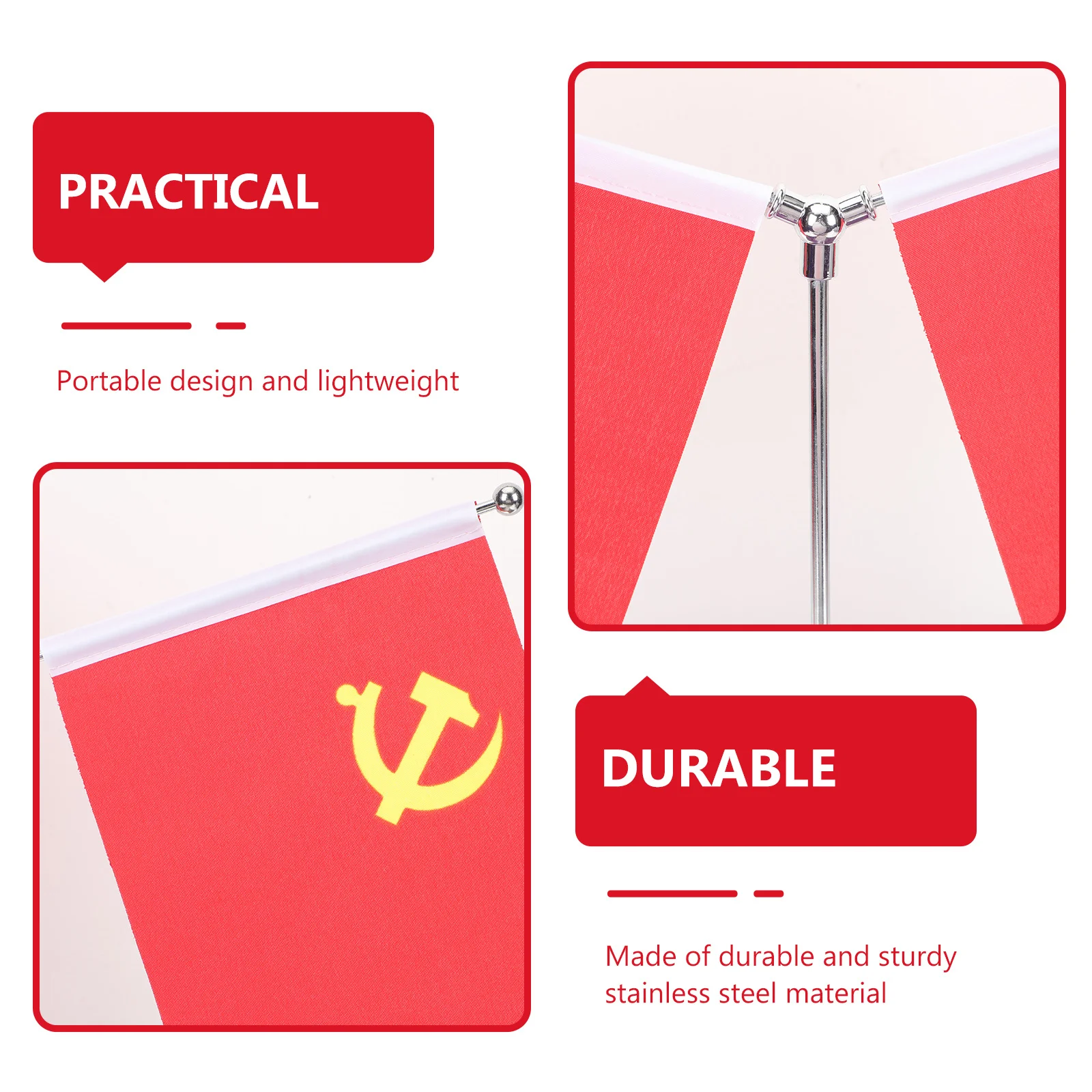 

Desktop Flag Holder Stainless Steel Wear-Resistant Base Stand For Office Home Decor Tabletop Miniature Flagpole Display Compact